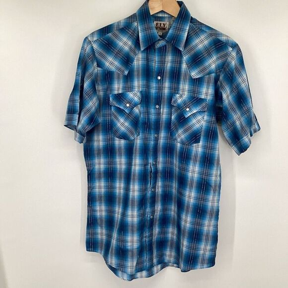 Men's Ely Cattleman Pearl Snap Western Button Front Plaid Shirt - Picture 1 of 6